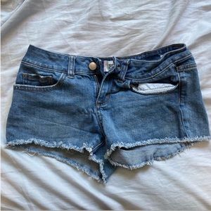 Victoria Secret PINK Jean Shorts Size 0 Distressed Stretch Cut Off Hem Denim